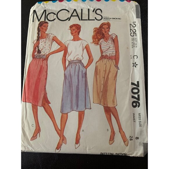 McCall's Misses Skirt Sewing Pattern Sz 8 7076 - Uncut - Picture 9 of 9